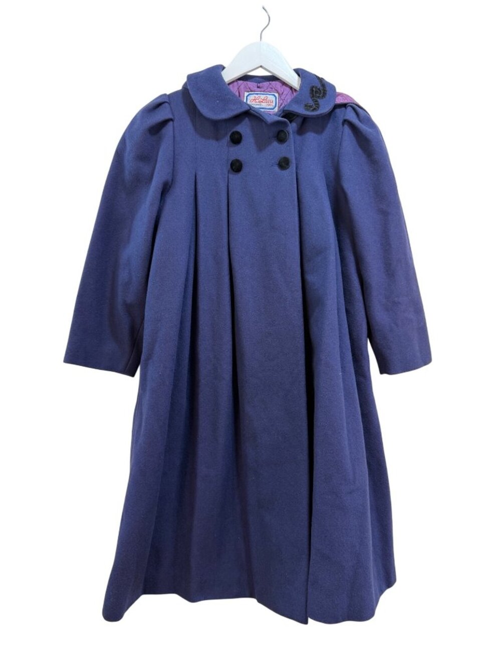 Vintage H. Lans Paris Swing Coat Pleated Puff Bracelet Length Sleeve Small